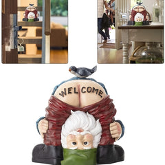 Funny Garden Gnome Statue with Bird on Butt - Rude Welcome Gnome Decoration for Fairy & Moss Micro Landscapes | Ideal Gift for Garden Enthusiasts