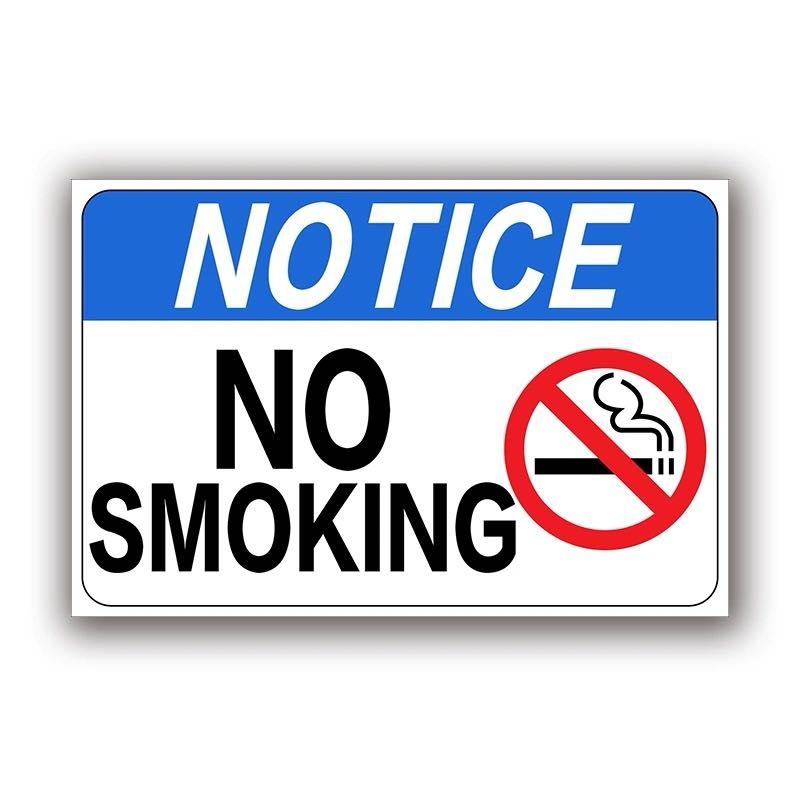 No Smoking Warning Sign Sticker - A